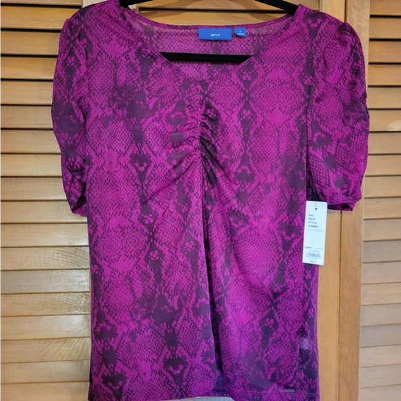 Apt.9 Women's Short Sleeve Cinched Top NWT - Picture 2 of 7